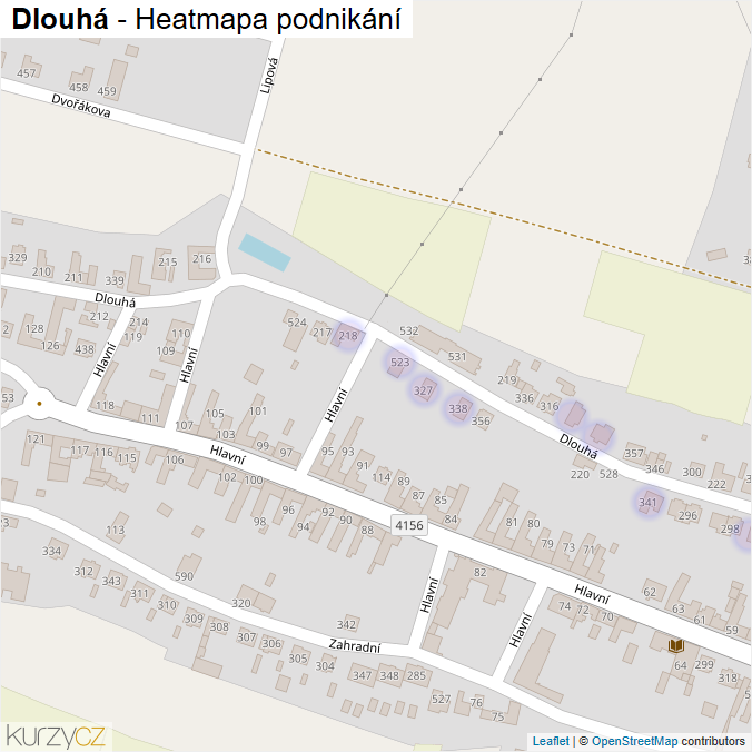 Mapa Dlouhá - Firmy v ulici.