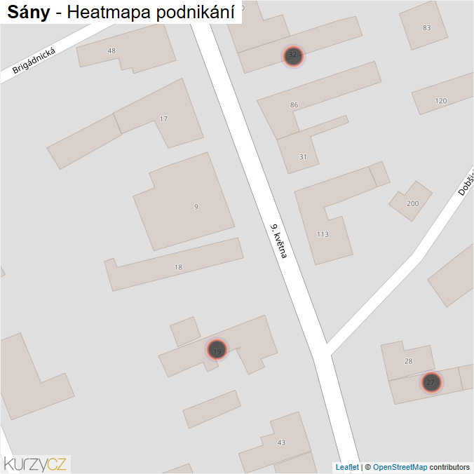 Mapa Sány - Firmy v obci.