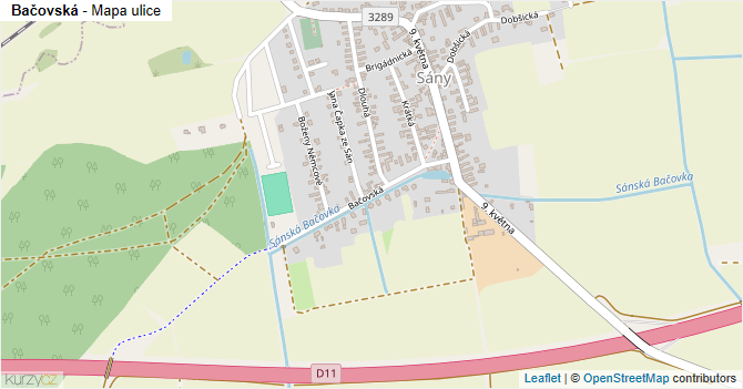Bačovská - mapa ulice