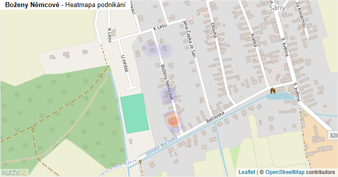 Boženy Němcové - mapa podnikání