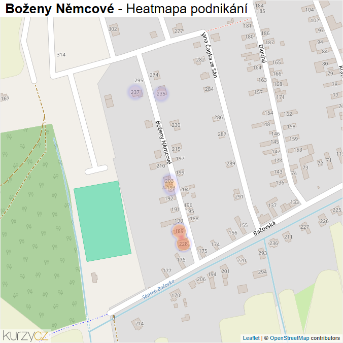 Mapa Boženy Němcové - Firmy v ulici.