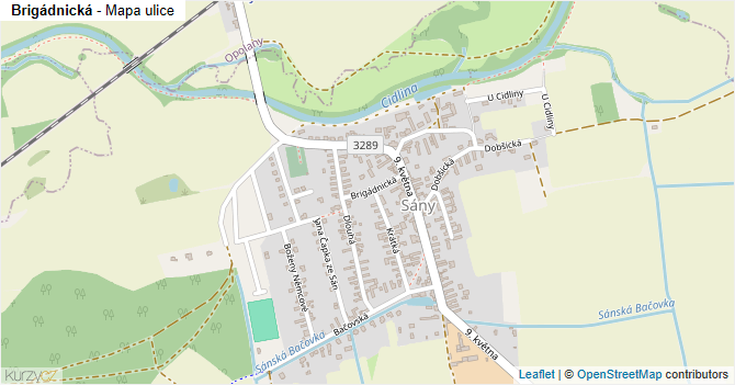 Brigádnická - mapa ulice