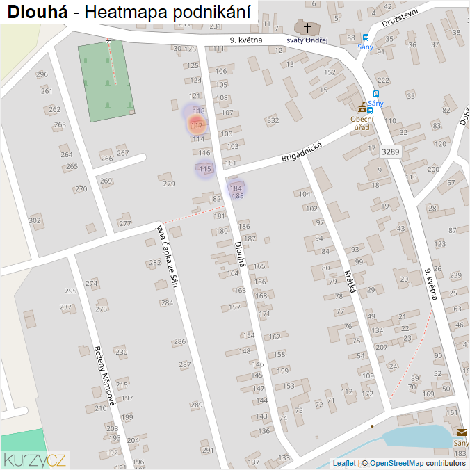 Mapa Dlouhá - Firmy v ulici.