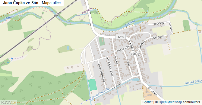 Jana Čapka ze Sán - mapa ulice