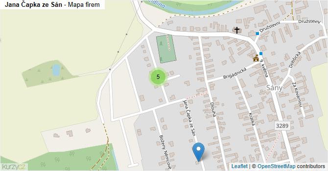 Jana Čapka ze Sán - mapa firem