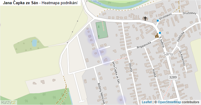 Jana Čapka ze Sán - mapa podnikání