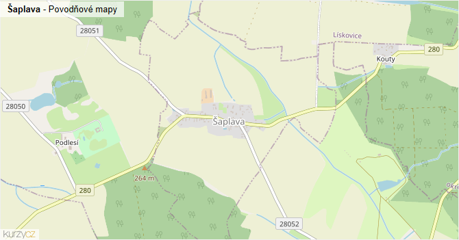 Šaplava - záplavové mapy stoleté vody