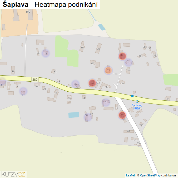 Mapa Šaplava - Firmy v části obce.