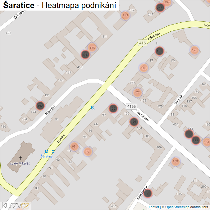 Mapa Šaratice - Firmy v obci.