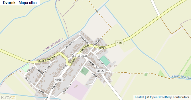 Dvorek - mapa ulice