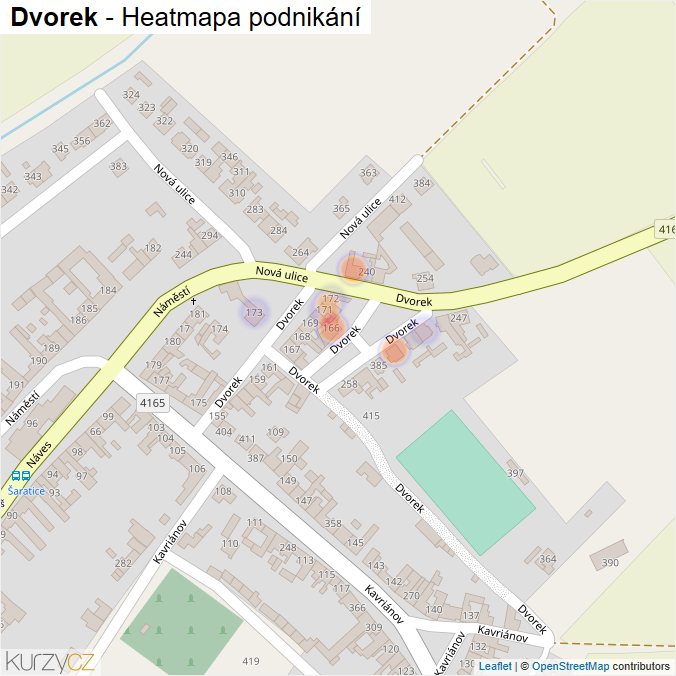 Mapa Dvorek - Firmy v ulici.