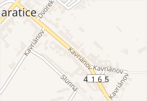 Kavriánov v obci Šaratice - mapa ulice