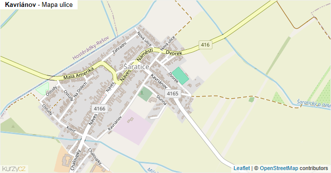 Kavriánov - mapa ulice