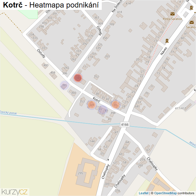 Mapa Kotrč - Firmy v ulici.