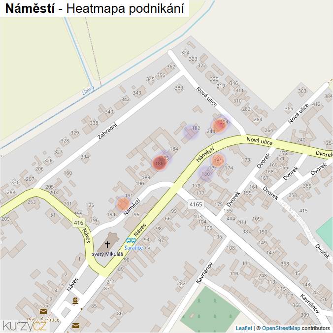 Mapa Náměstí - Firmy v ulici.