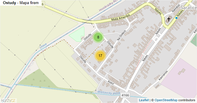 Ostudy - mapa firem