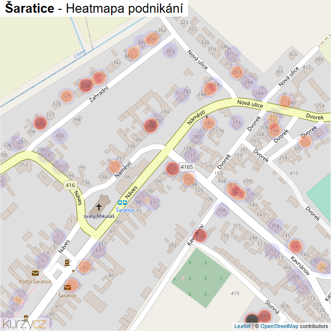 Mapa Šaratice - Firmy v části obce.
