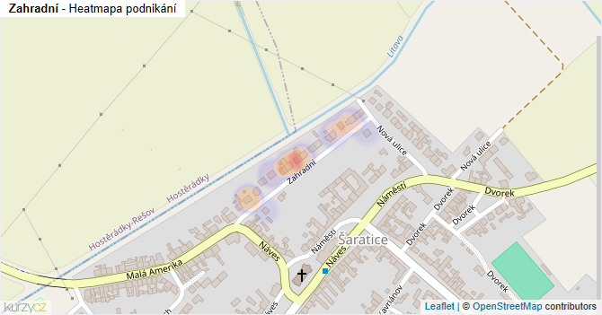 Zahradní - mapa podnikání