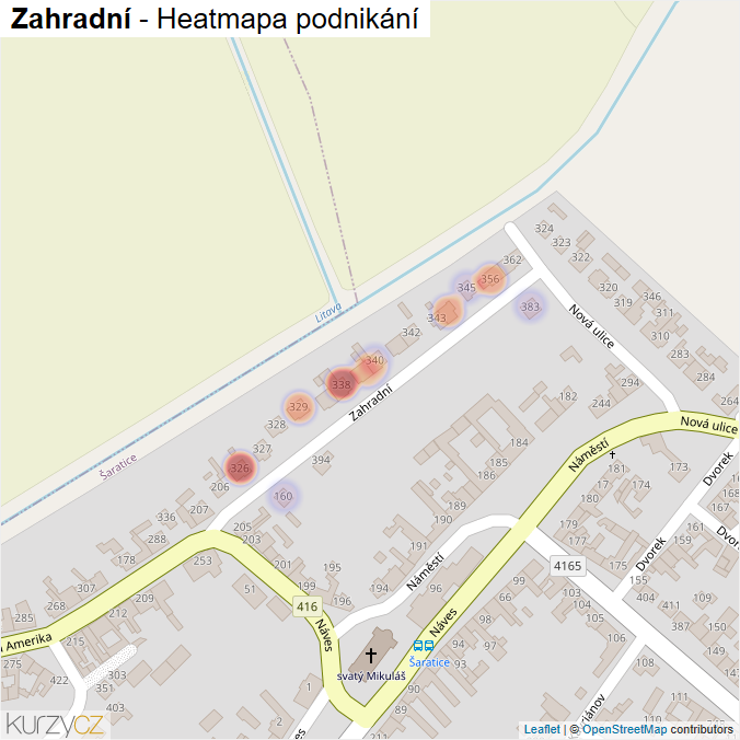 Mapa Zahradní - Firmy v ulici.