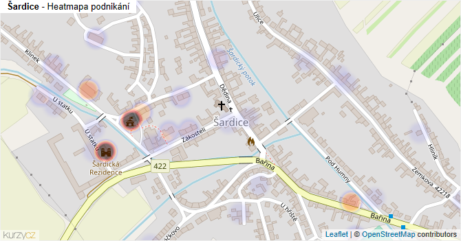 Šardice - mapa podnikání