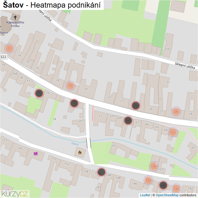Mapa Šatov - Firmy v obci.