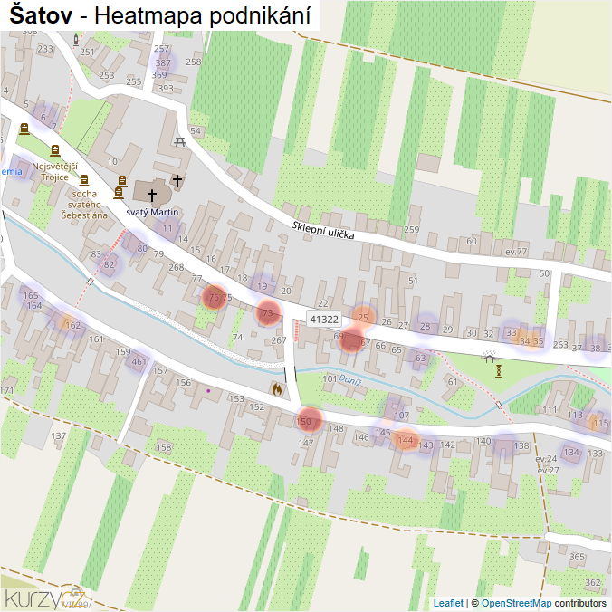 Mapa Šatov - Firmy v části obce.