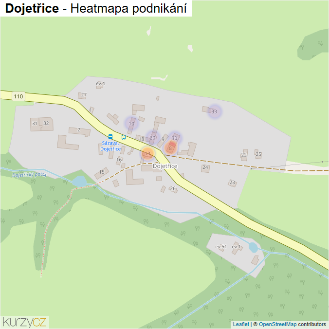 Mapa Dojetřice - Firmy v části obce.