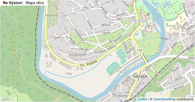 Na Výsluní - mapa ulice