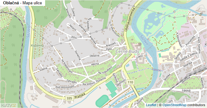 Oblačná - mapa ulice