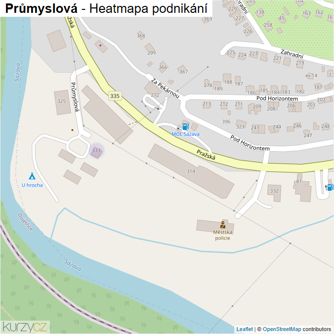 Mapa Průmyslová - Firmy v ulici.
