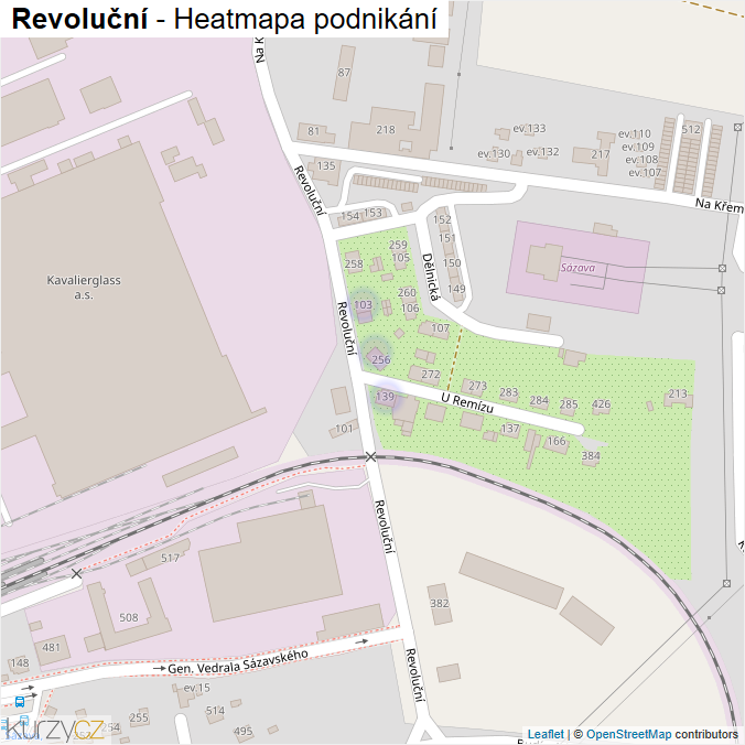 Mapa Revoluční - Firmy v ulici.