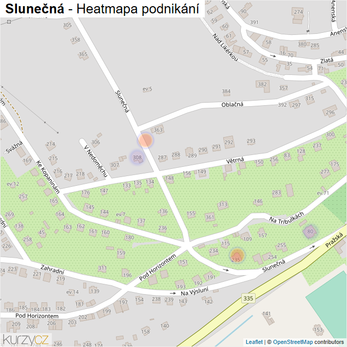 Mapa Slunečná - Firmy v ulici.