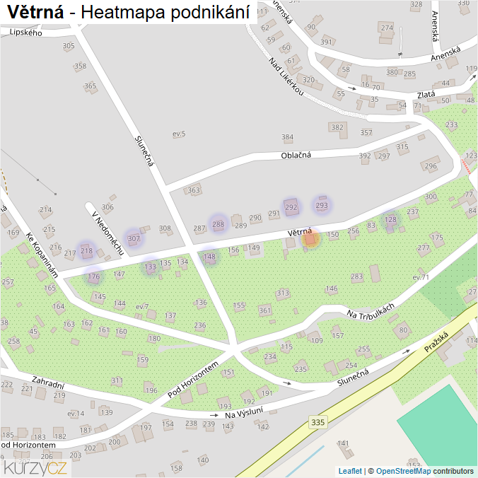 Mapa Větrná - Firmy v ulici.