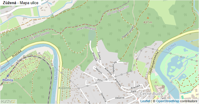 Zúžená - mapa ulice