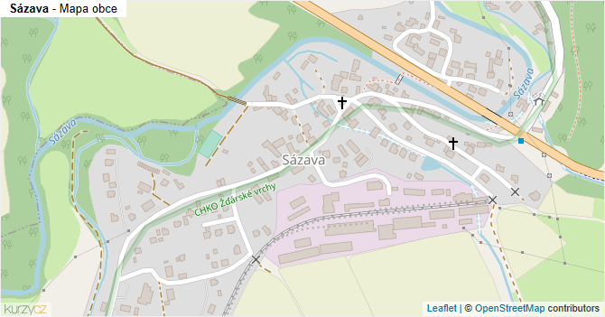 Sázava - mapa obce