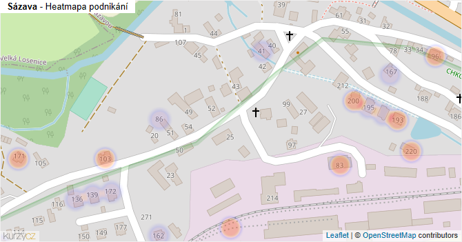 Sázava - mapa podnikání