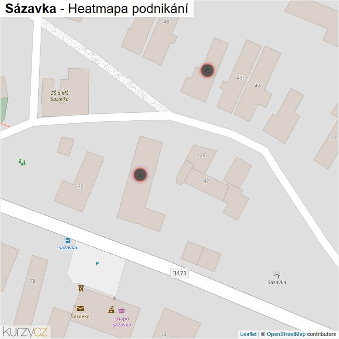 Mapa Sázavka - Firmy v obci.