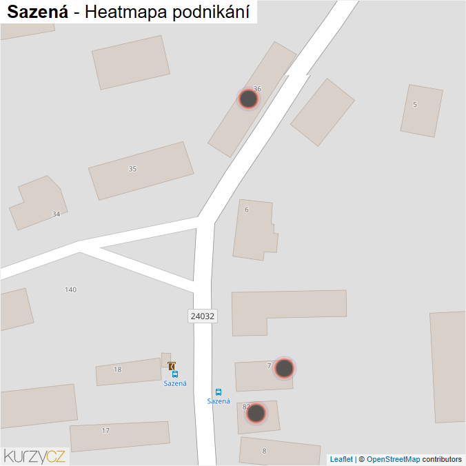 Mapa Sazená - Firmy v obci.