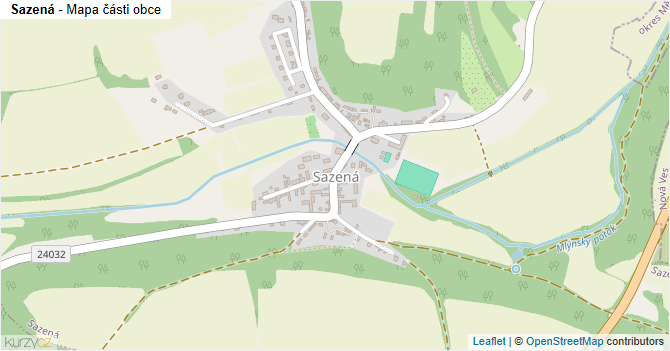 Sazená - mapa části obce