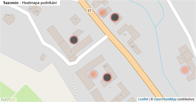 Sazomín - mapa podnikání