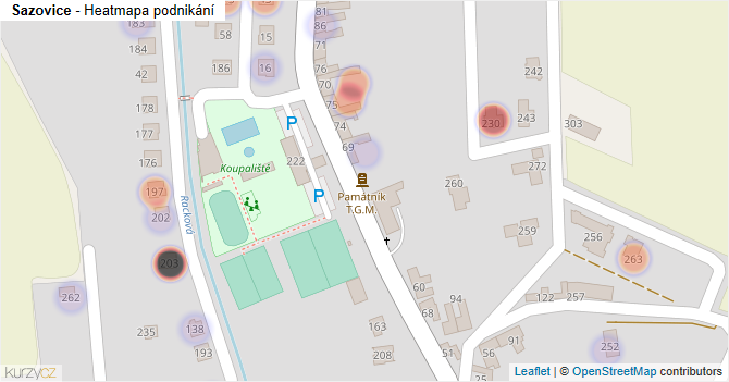 Sazovice - mapa podnikání