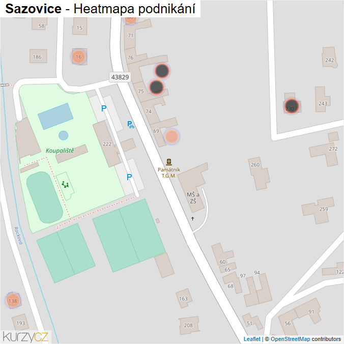 Mapa Sazovice - Firmy v obci.