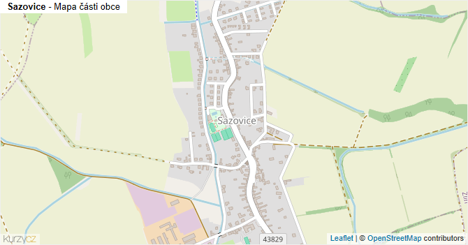 Sazovice - mapa části obce