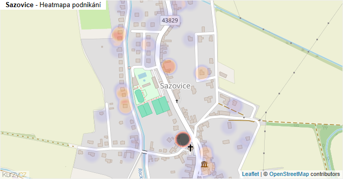 Sazovice - mapa podnikání