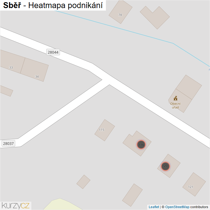 Mapa Sběř - Firmy v obci.