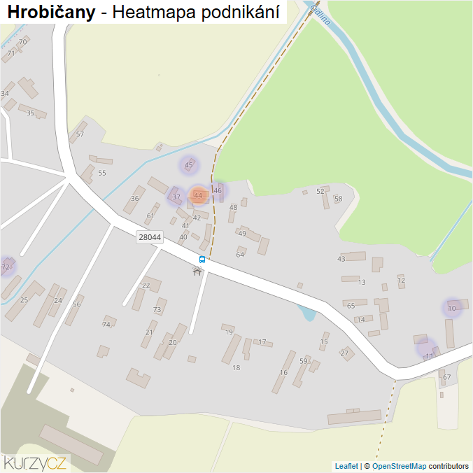 Mapa Hrobičany - Firmy v části obce.