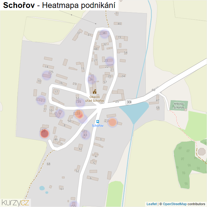 Mapa Schořov - Firmy v části obce.