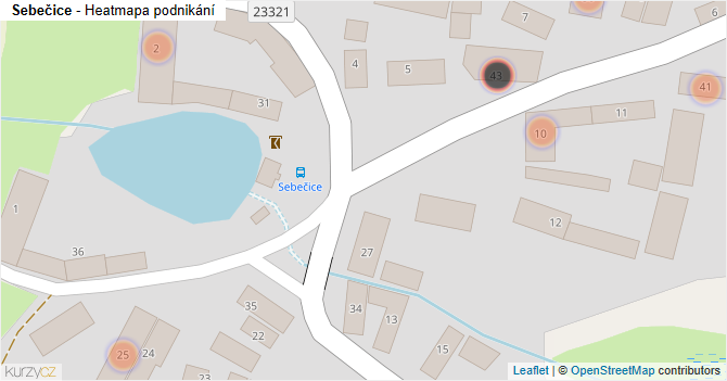 Sebečice - mapa podnikání
