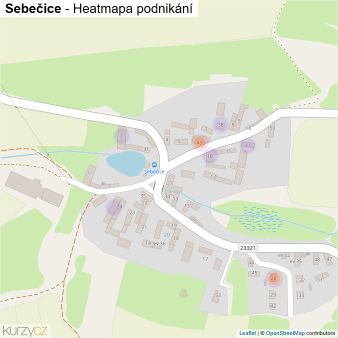 Mapa Sebečice - Firmy v části obce.