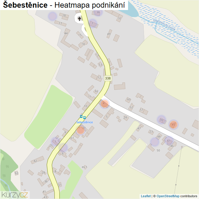 Mapa Šebestěnice - Firmy v části obce.